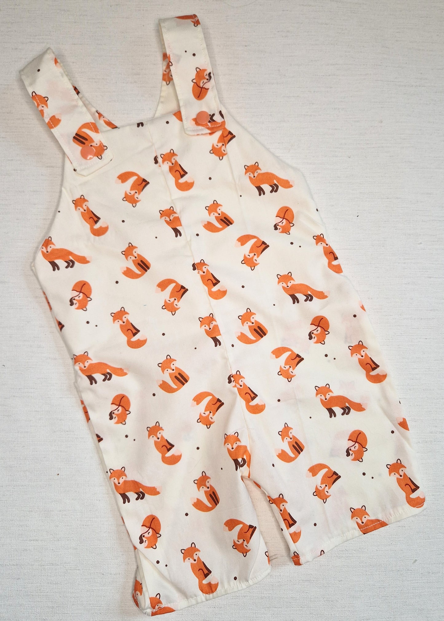 Cream fox dungaree shorts