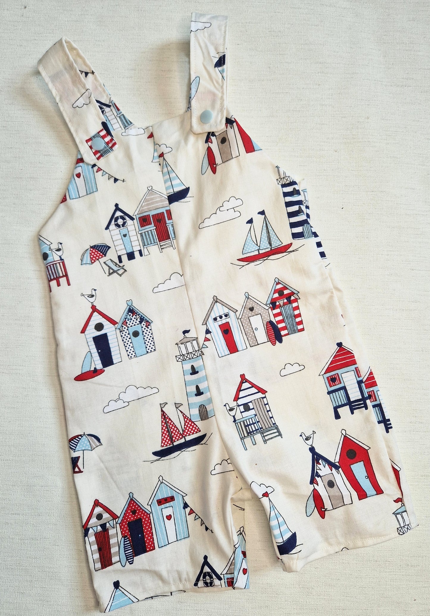 Beach huts dungaree shorts