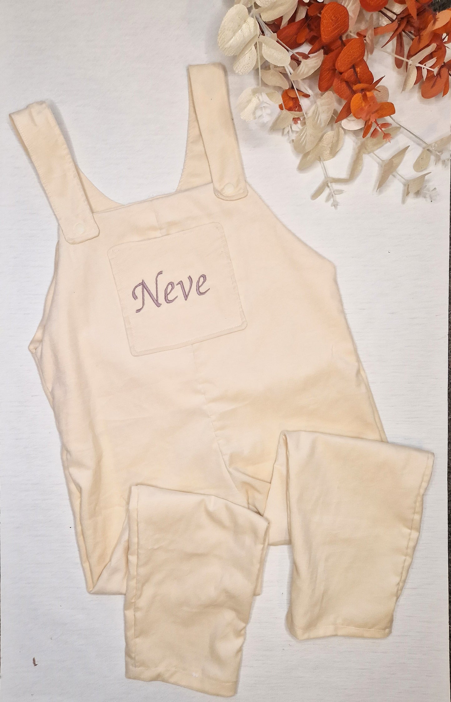 Personalised corduroy dungarees-cream