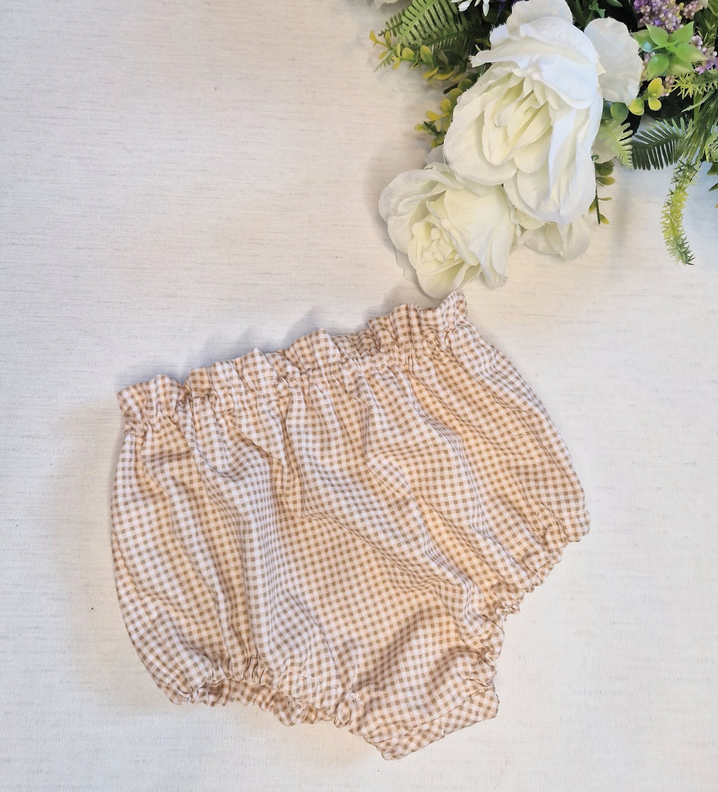 Beige gingham bunny Tail bloomers