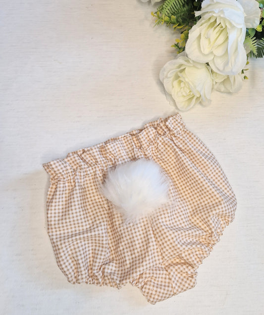 Beige gingham bunny Tail bloomers