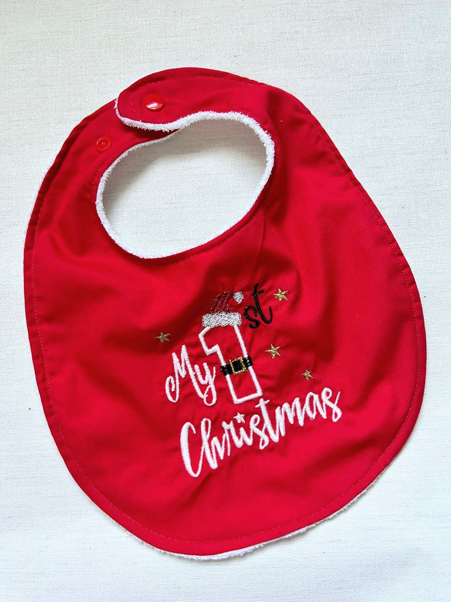 Red my first christmas Bib