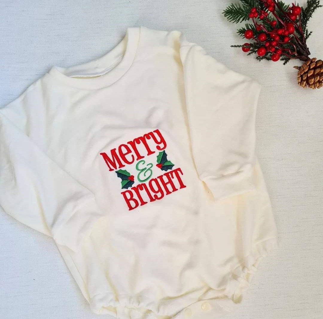 Merry & bright Christmas sweater romper