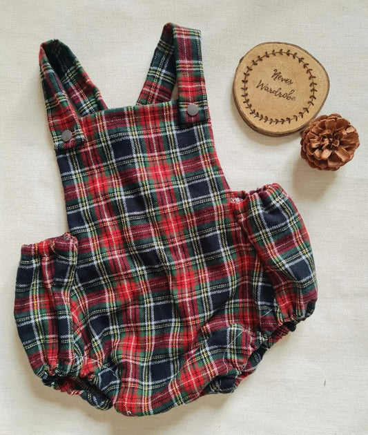 Blue tartan romper