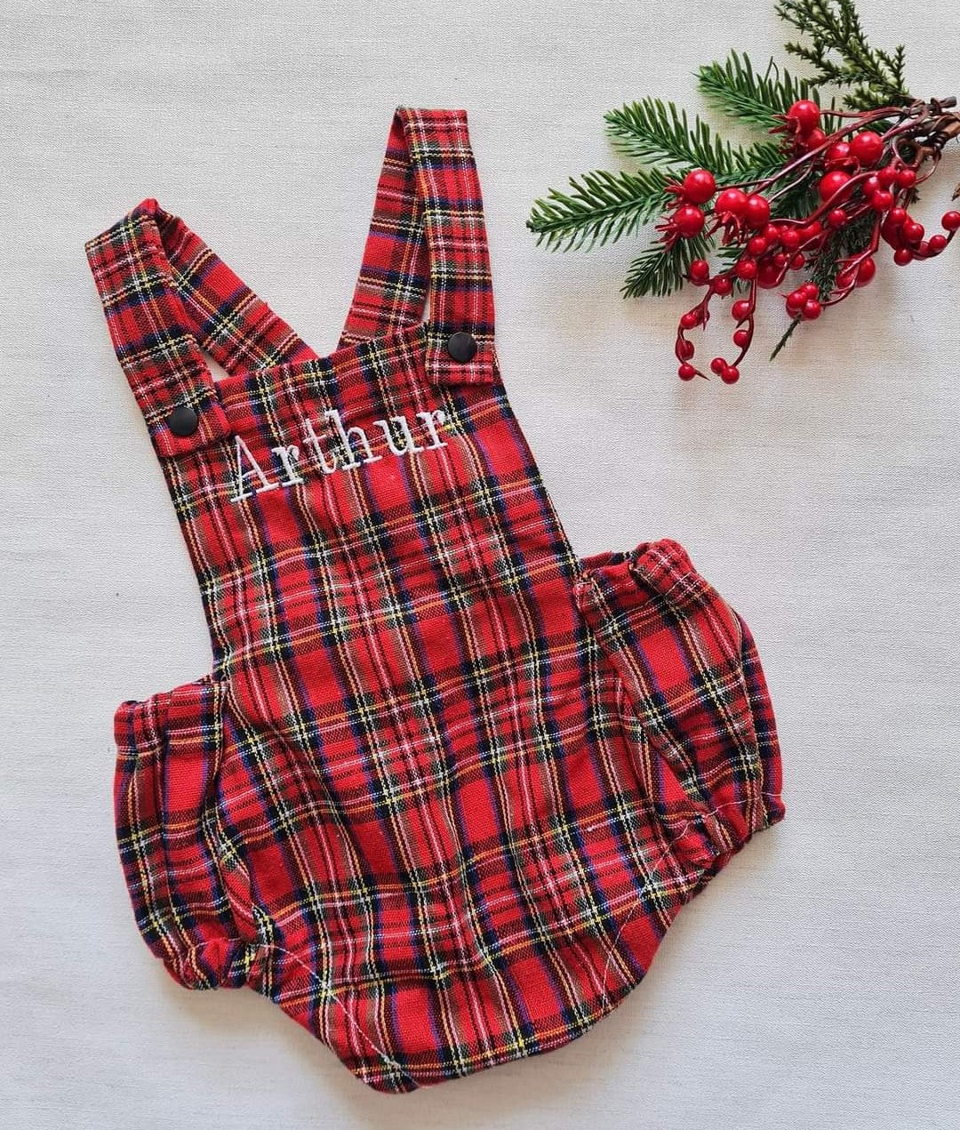 Personalised tartan romper