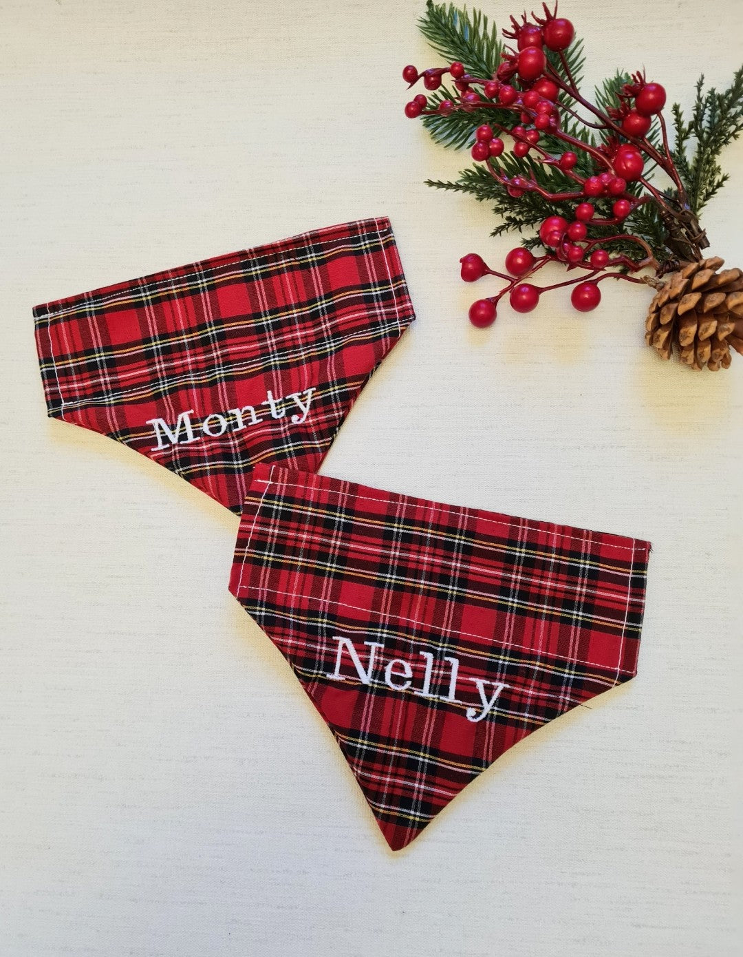 Red tartan dog bandana