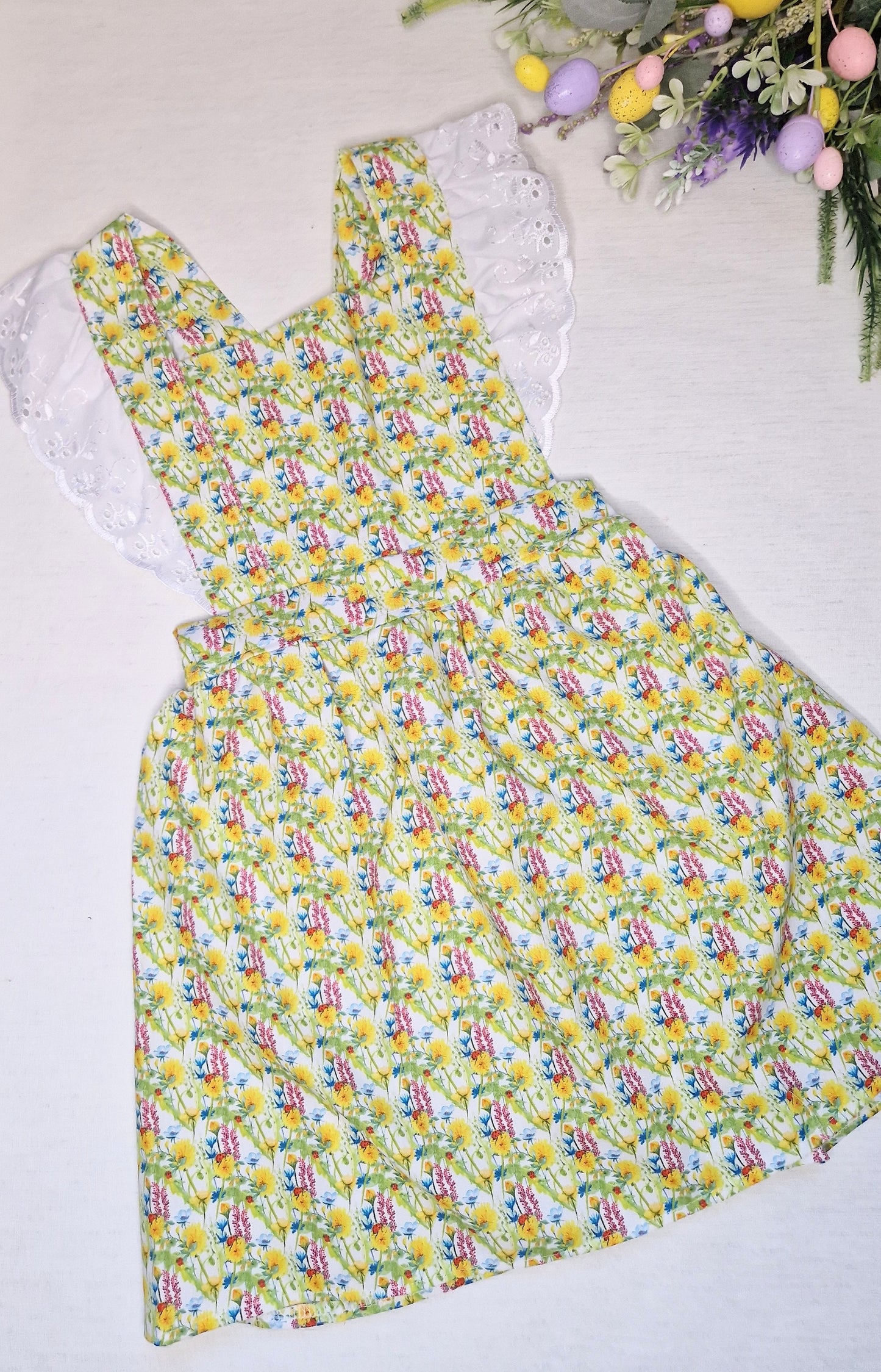 Spring floral pinafore dress