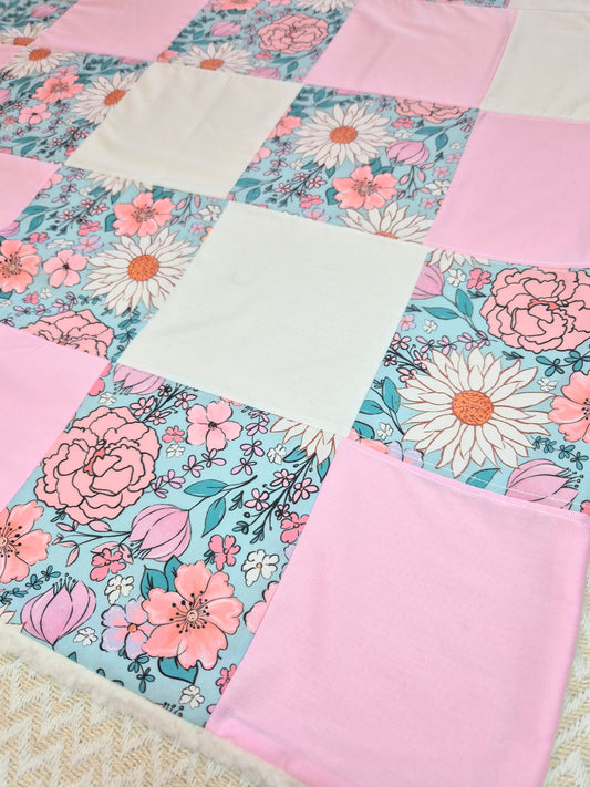 Flower power patchwork blanket