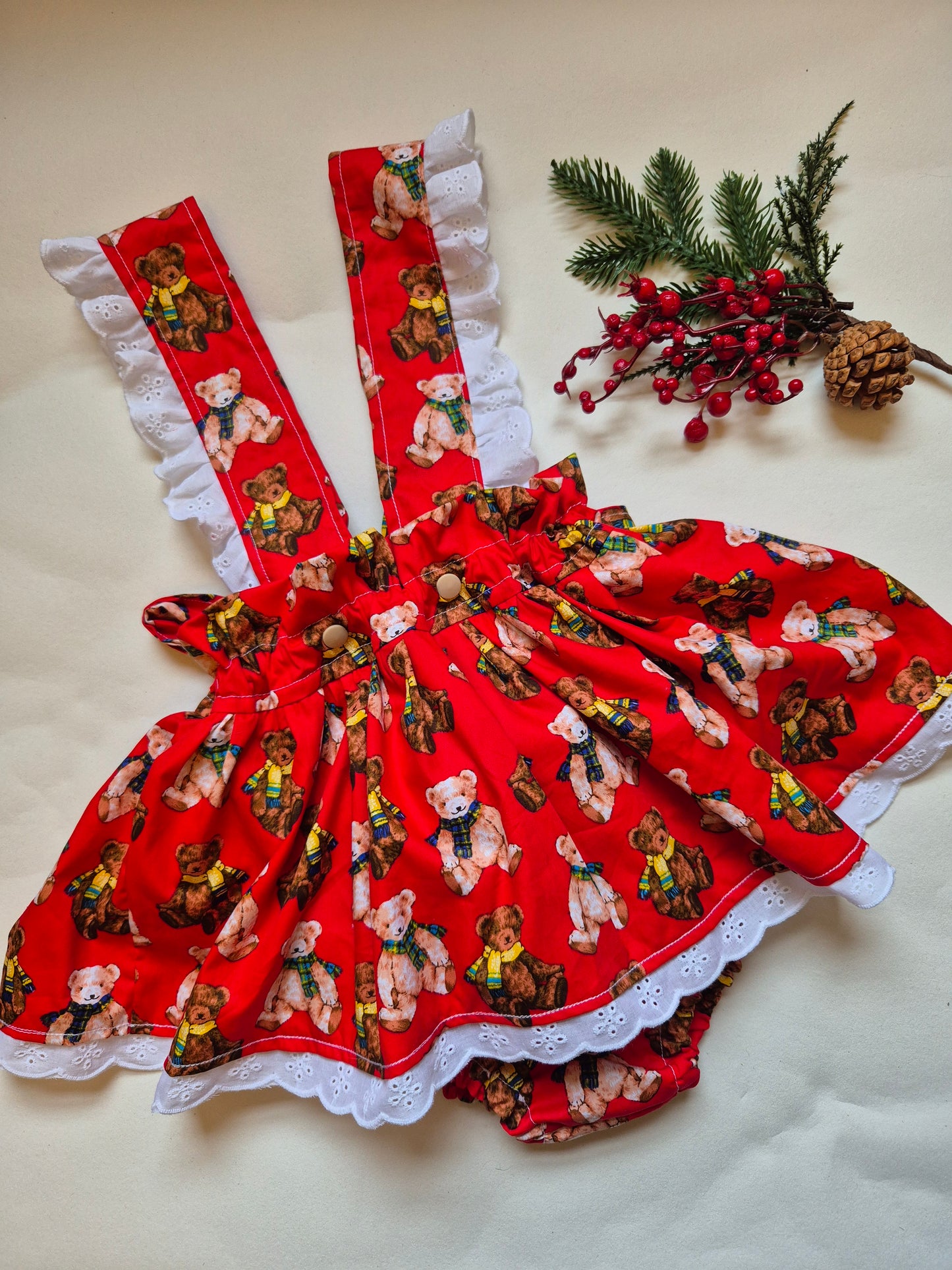 Christmas teddy peplum bloomers