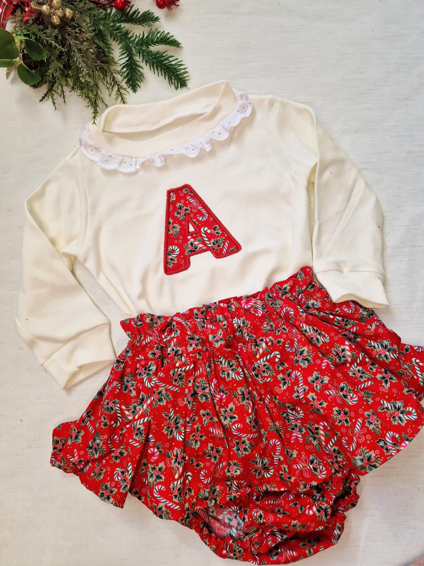 Red candy christmas peplum bloomers