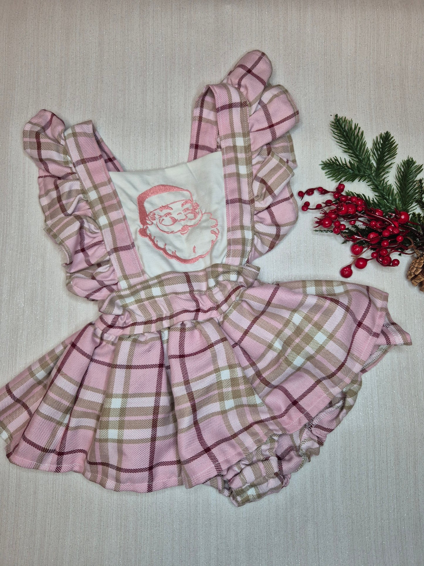 Pink santa peplum romper