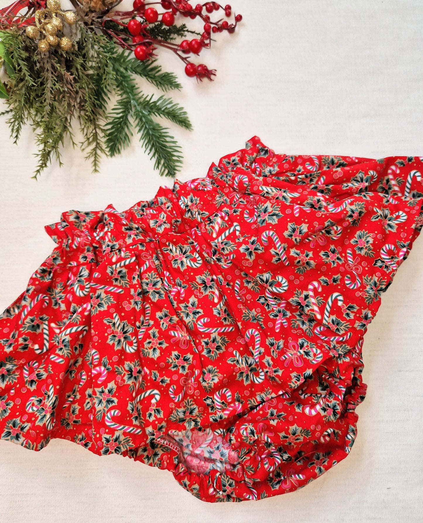 Red candy christmas peplum bloomers