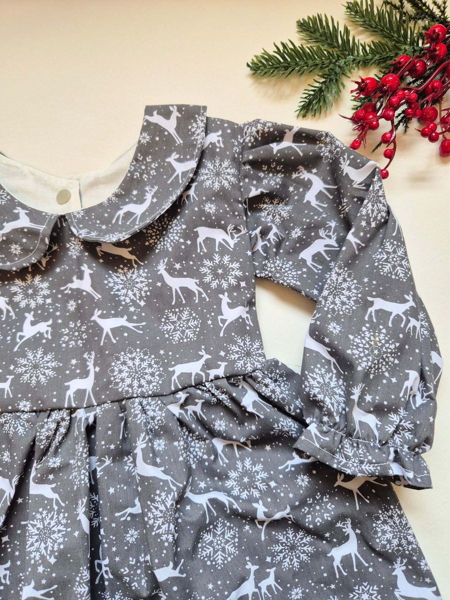 Grey reindeer Tilly dress