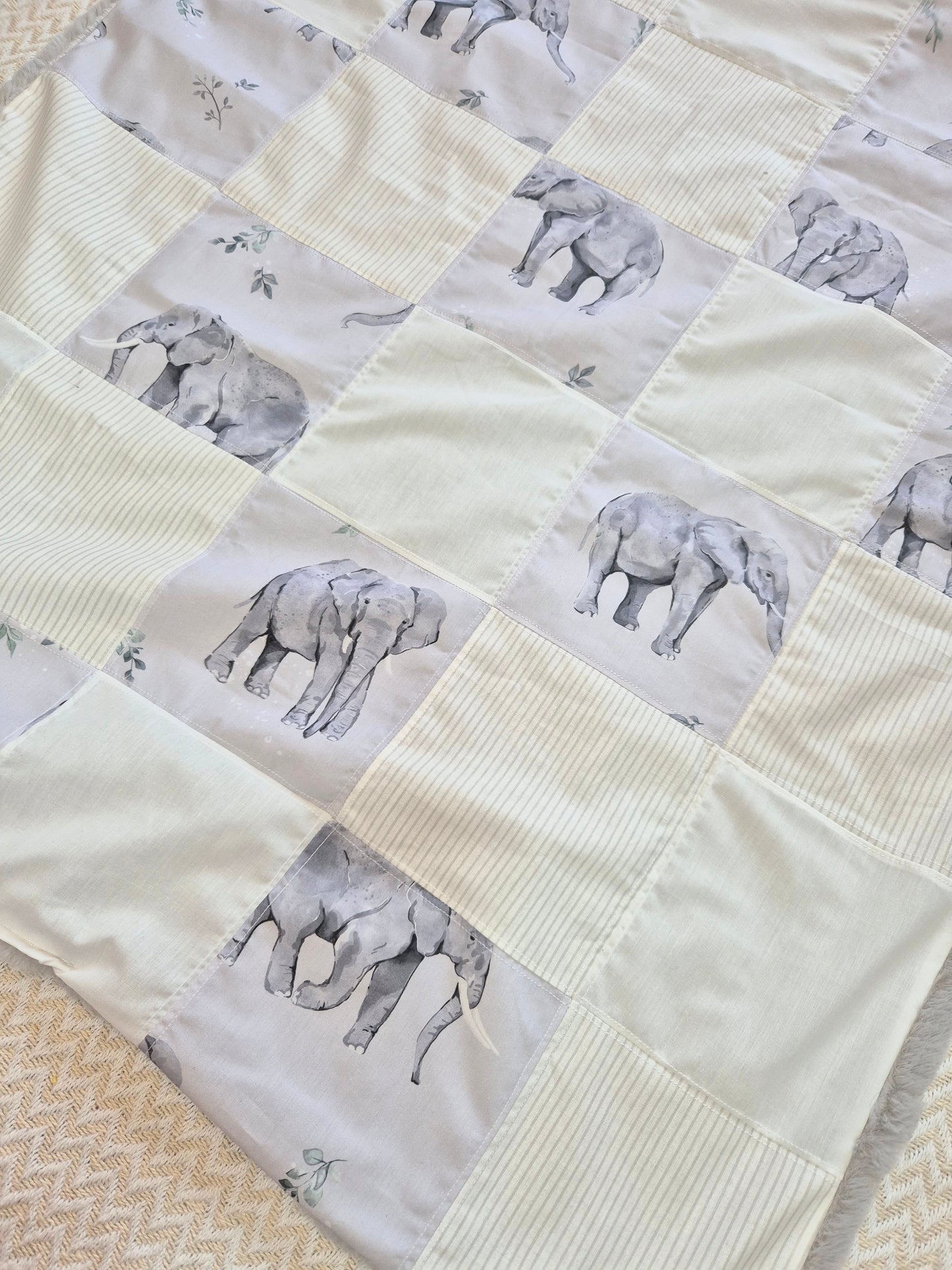 Unisex elephant patchwork blanket