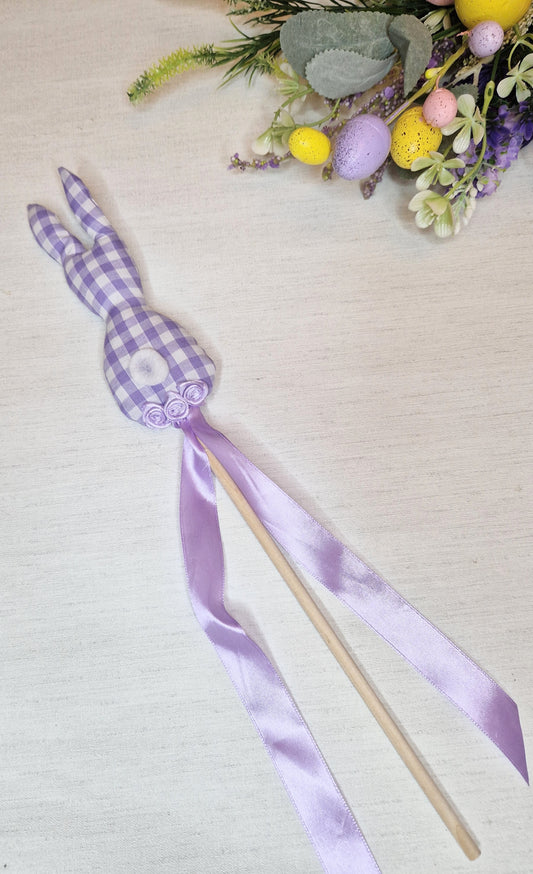 Purple gingham easter bunny wand