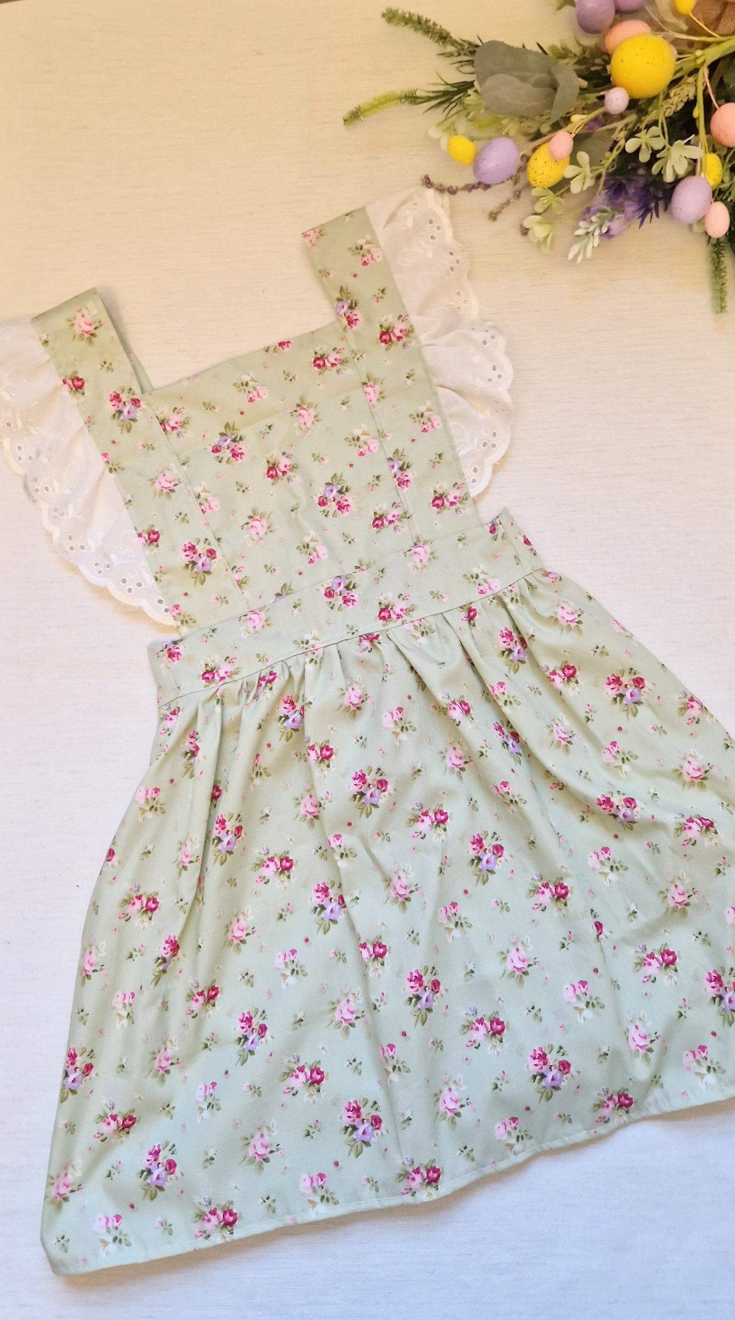 Vintage sage rose pinafore dress