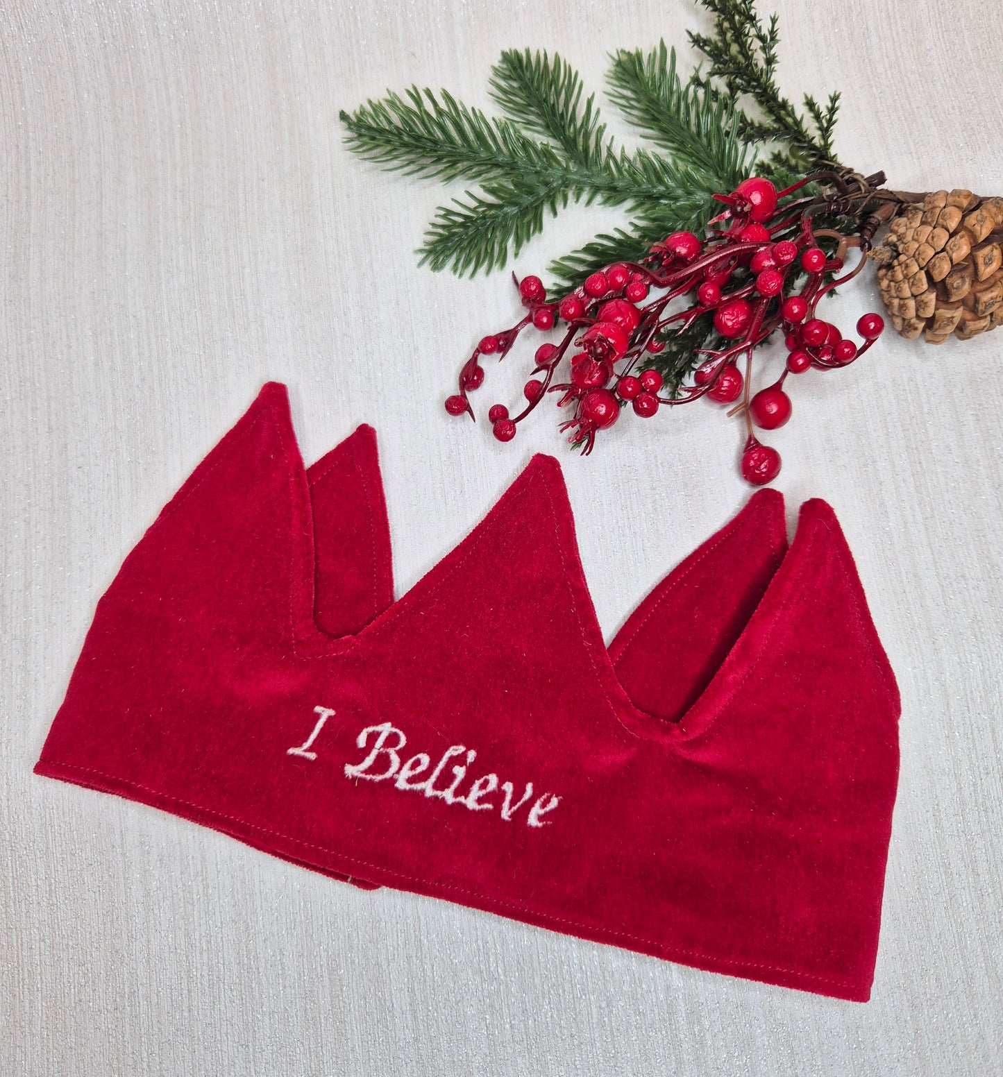 Red suede Christmas crown