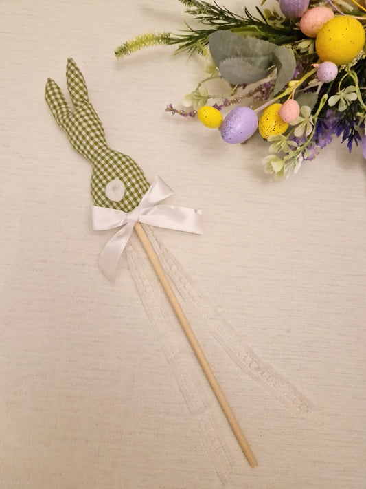 Sage gingham easter bunny wand