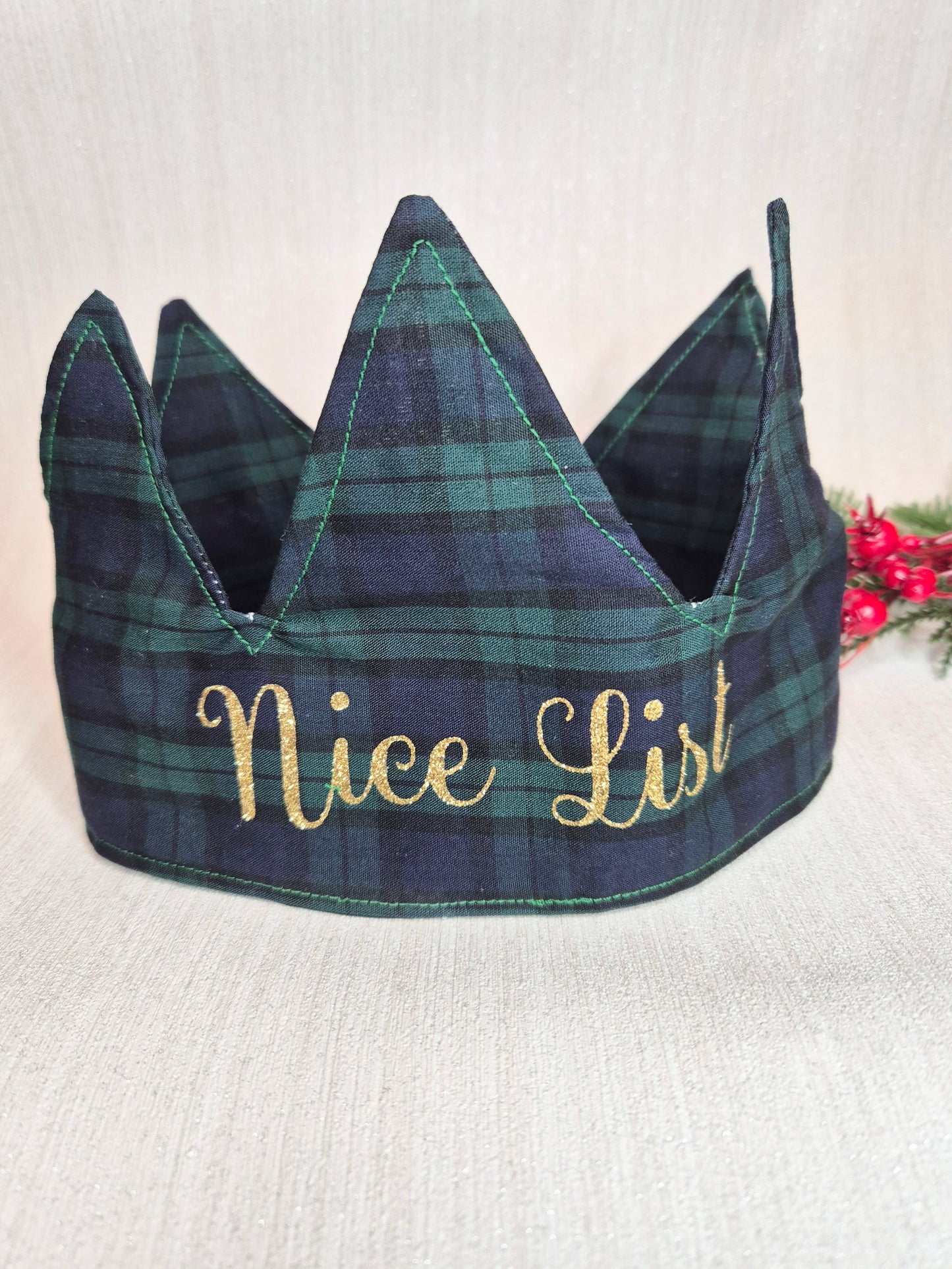 Blue tartan Christmas crown