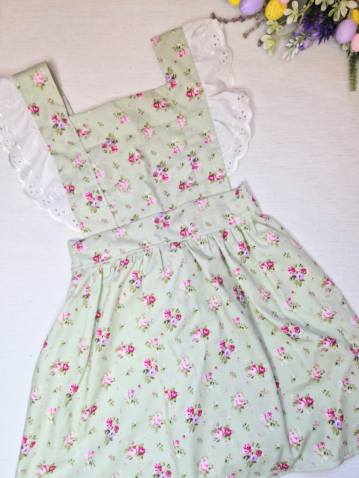 Vintage sage rose pinafore dress