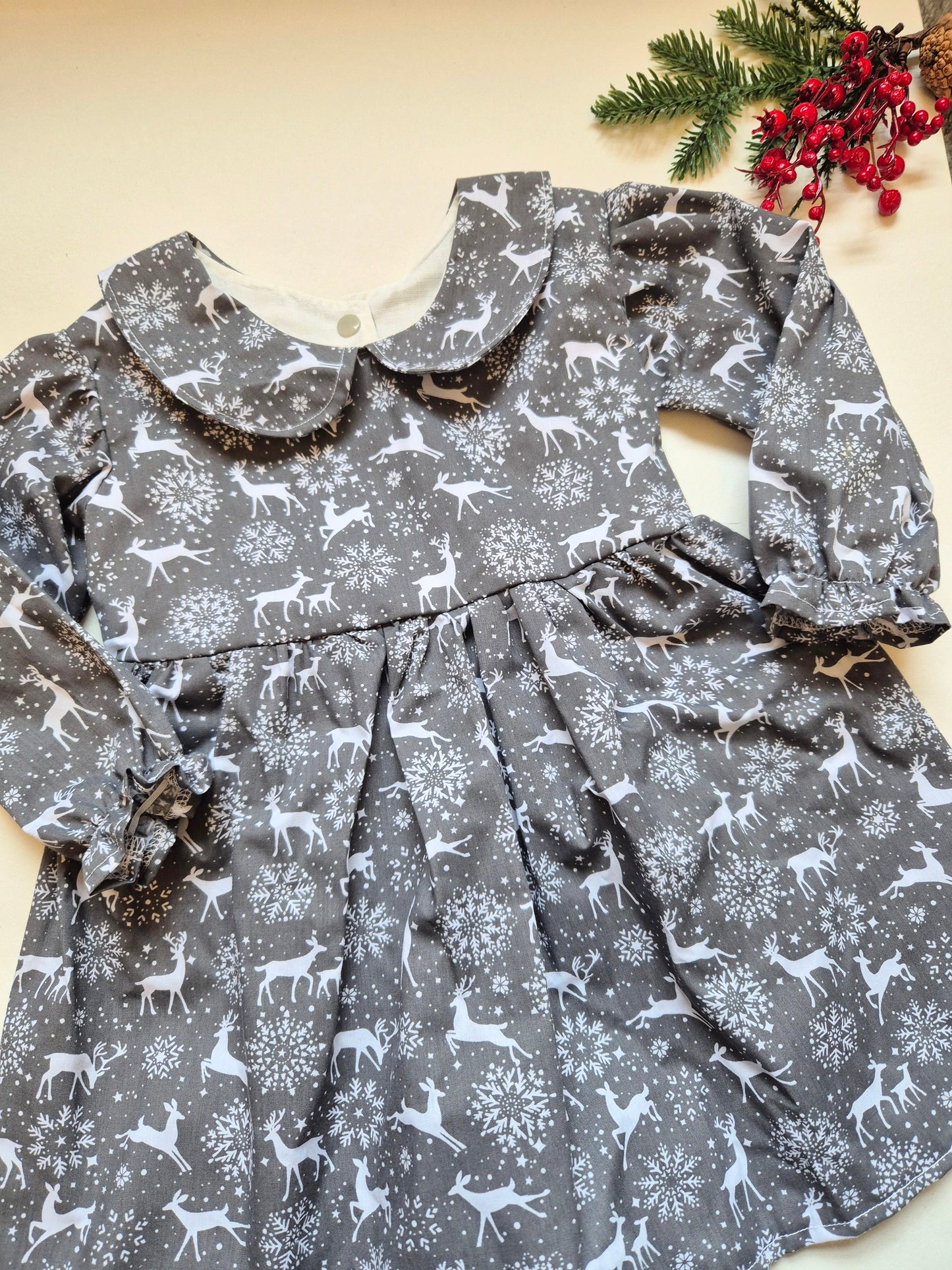 Grey reindeer Tilly dress