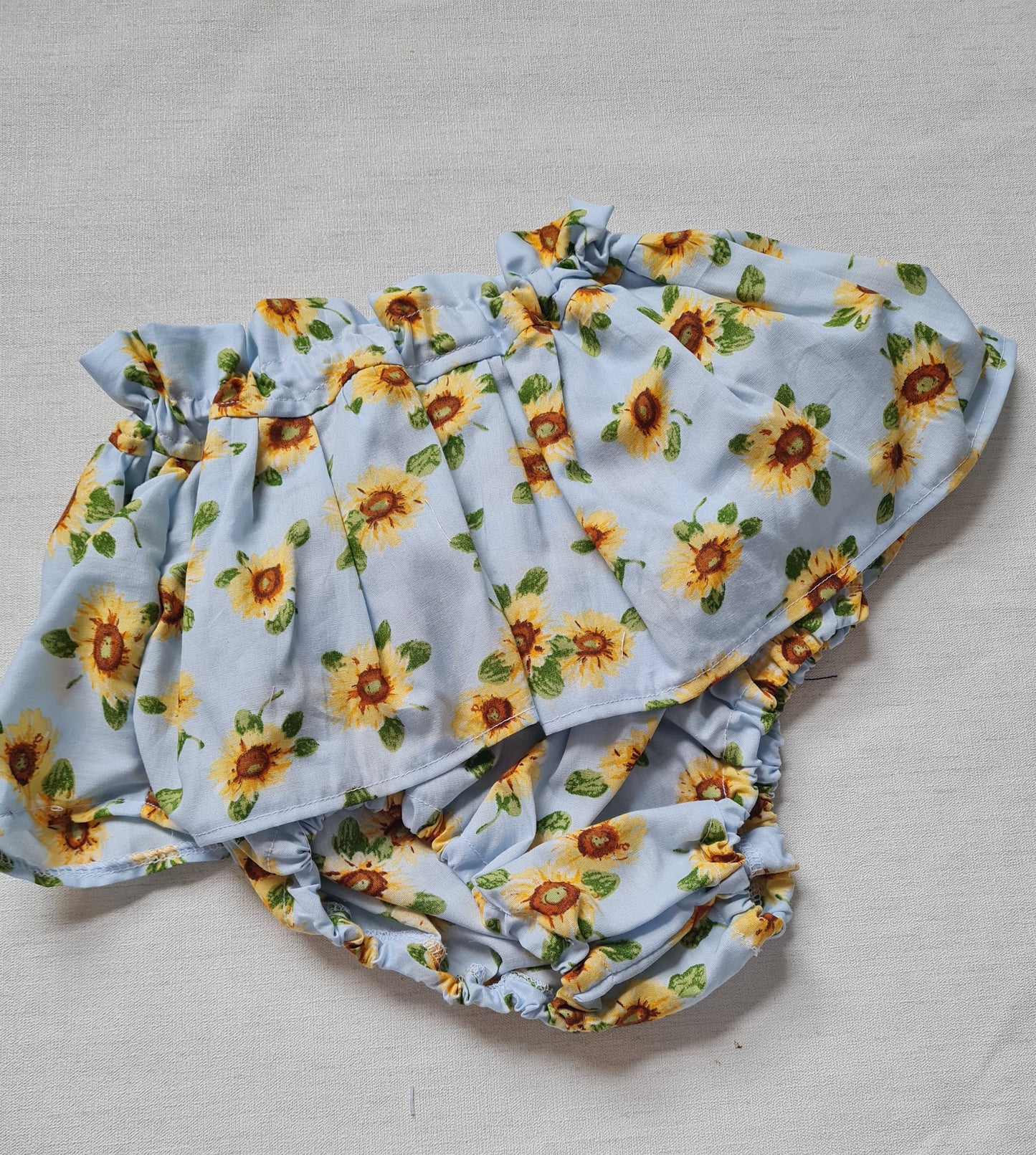 Blue sunflower peplum bloomers 12-18m