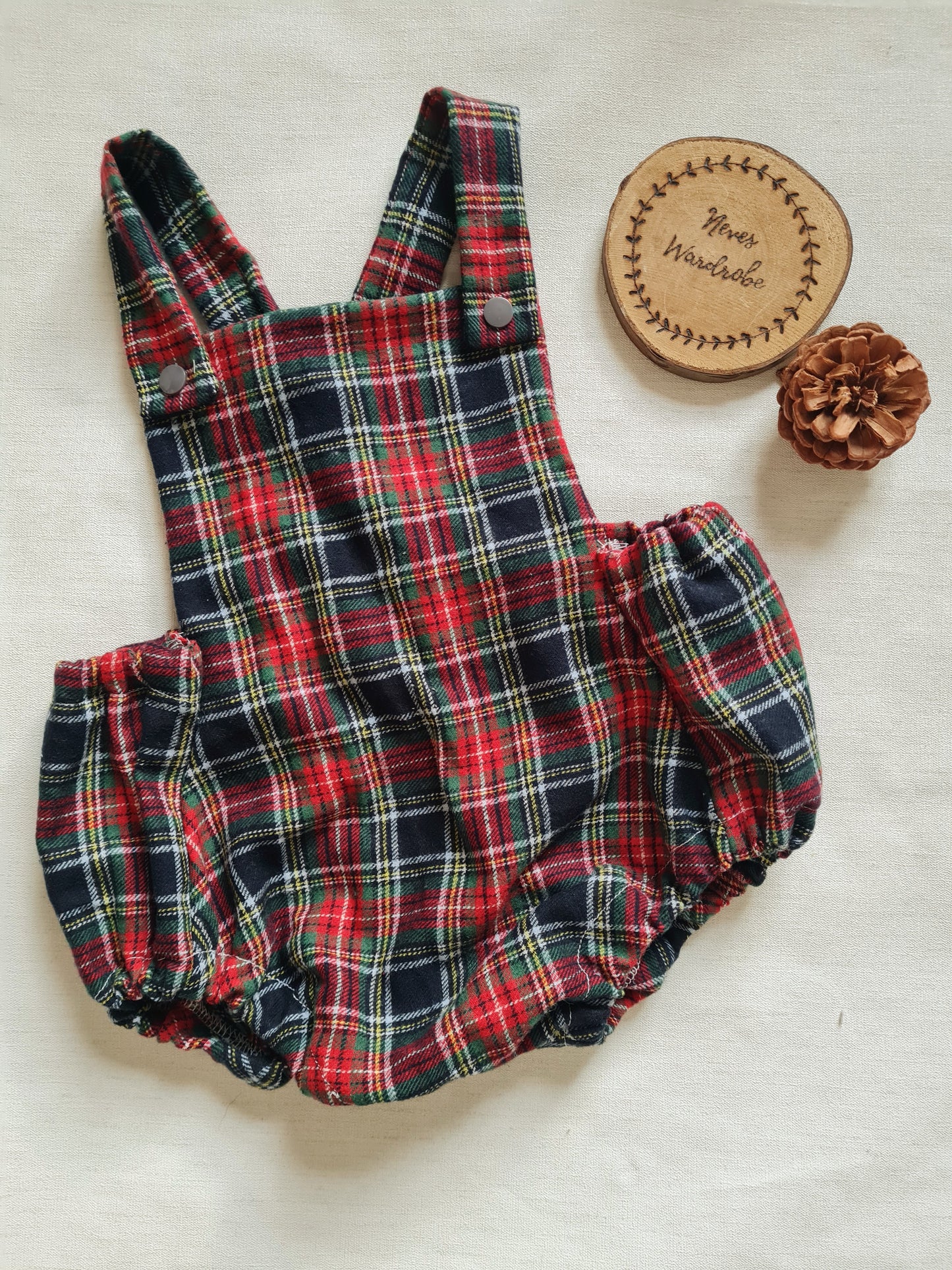 Blue and red tartan romper 8-12 months