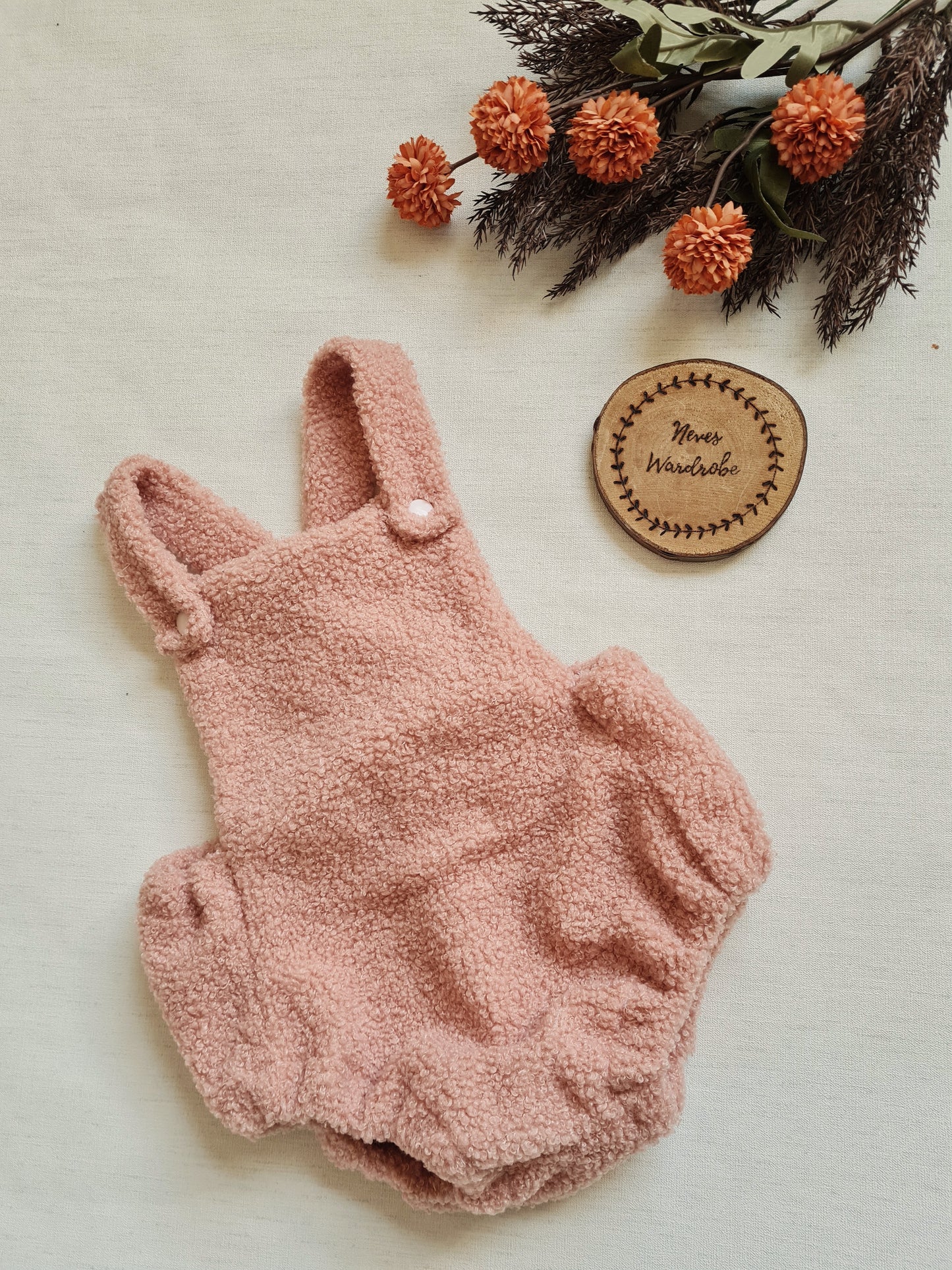 Rose teddy fleece romper