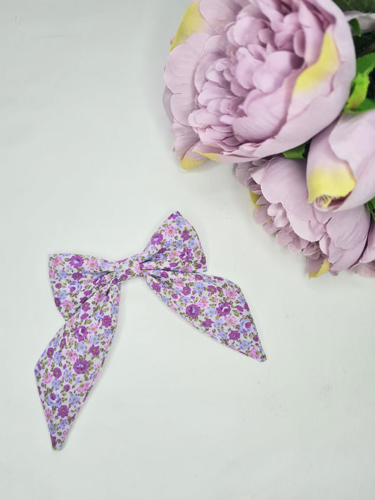 Ditsy purple Nansi bow