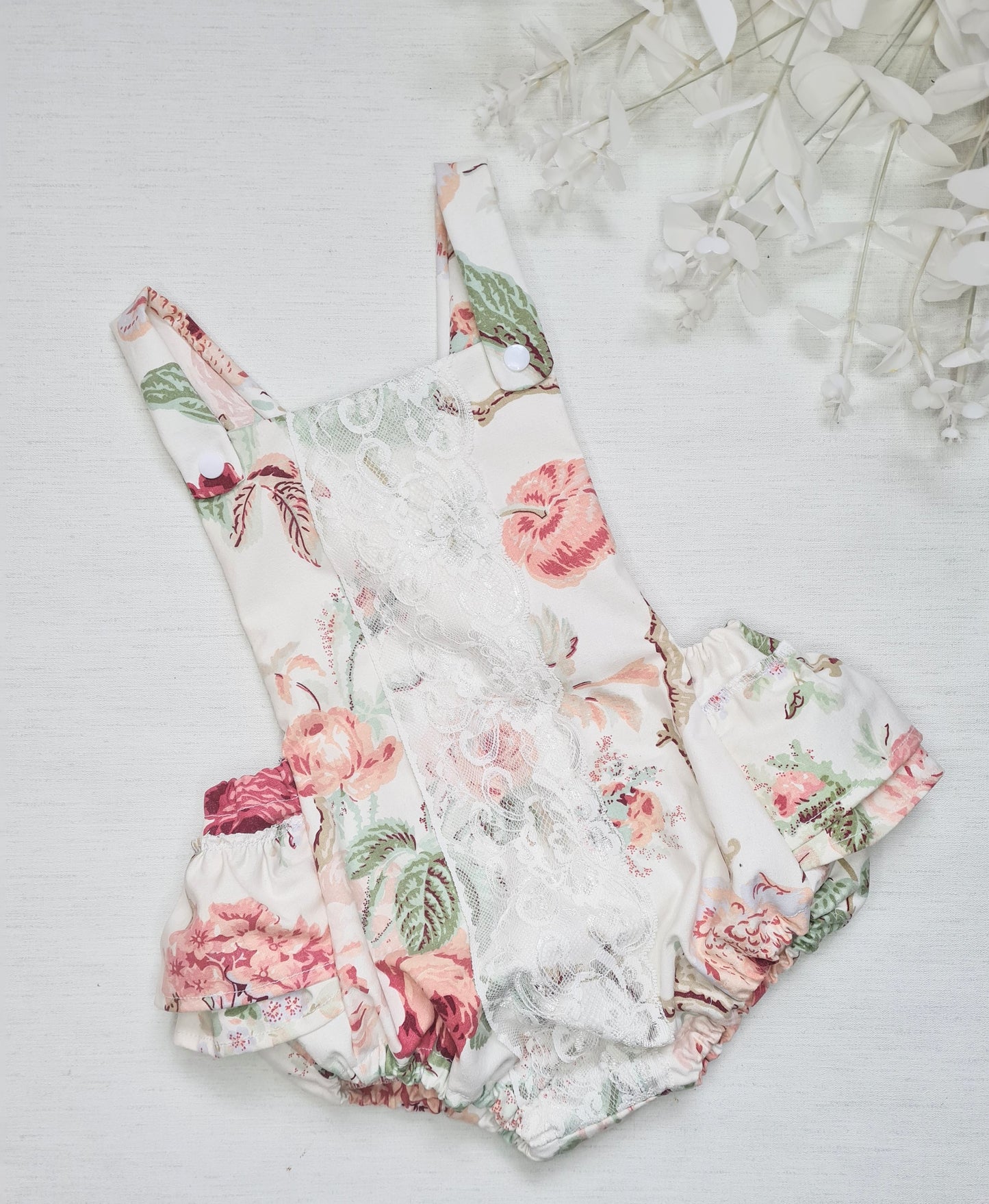 Vintage rose frilly romper 18-24 months