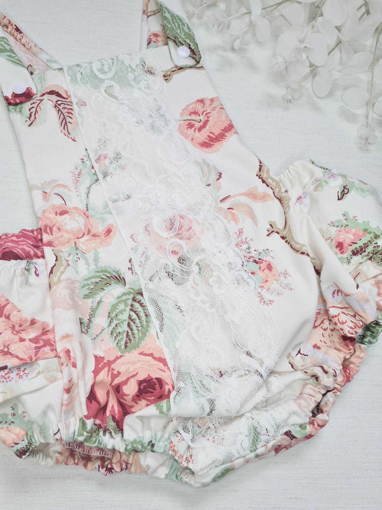 Vintage rose frilly romper 18-24 months