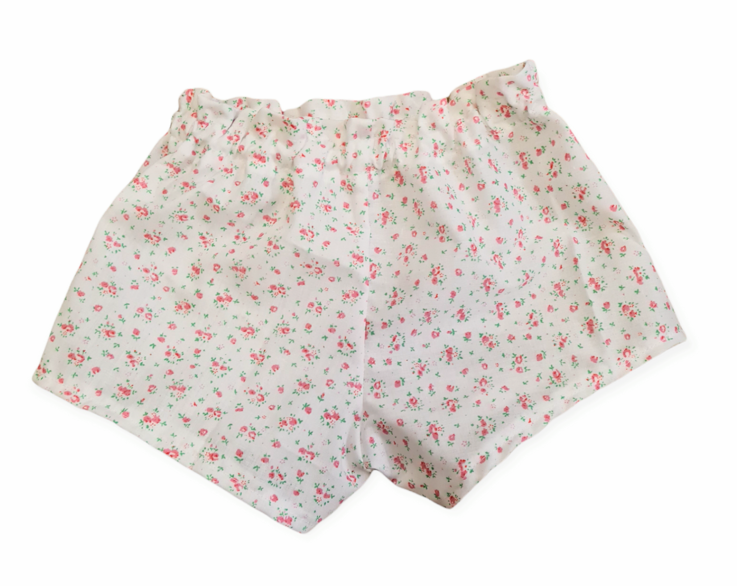 White & pink ditsy floral shorts 6-9 months