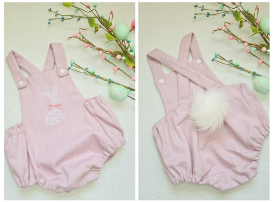 Bunny tail pink easter romper